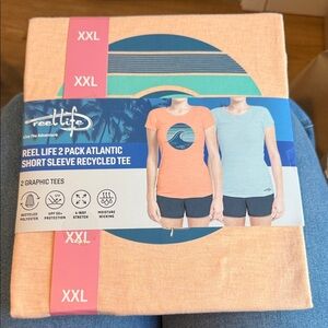 Reel Life Women's Atlantic Short Sleeve Recycled Tee - Orange and Blue